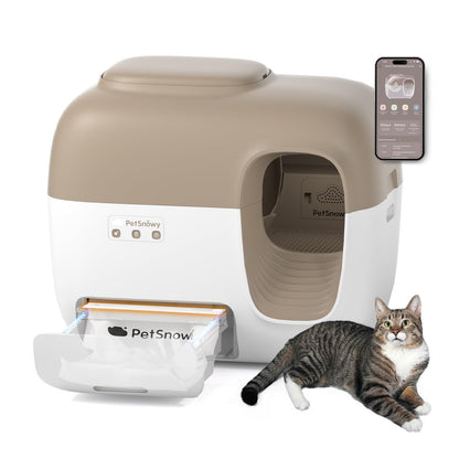 Self-Cleaning Automatic Cat Litter Box – Odor Control TiO2 System & Auto-Packing Robot Litter Box