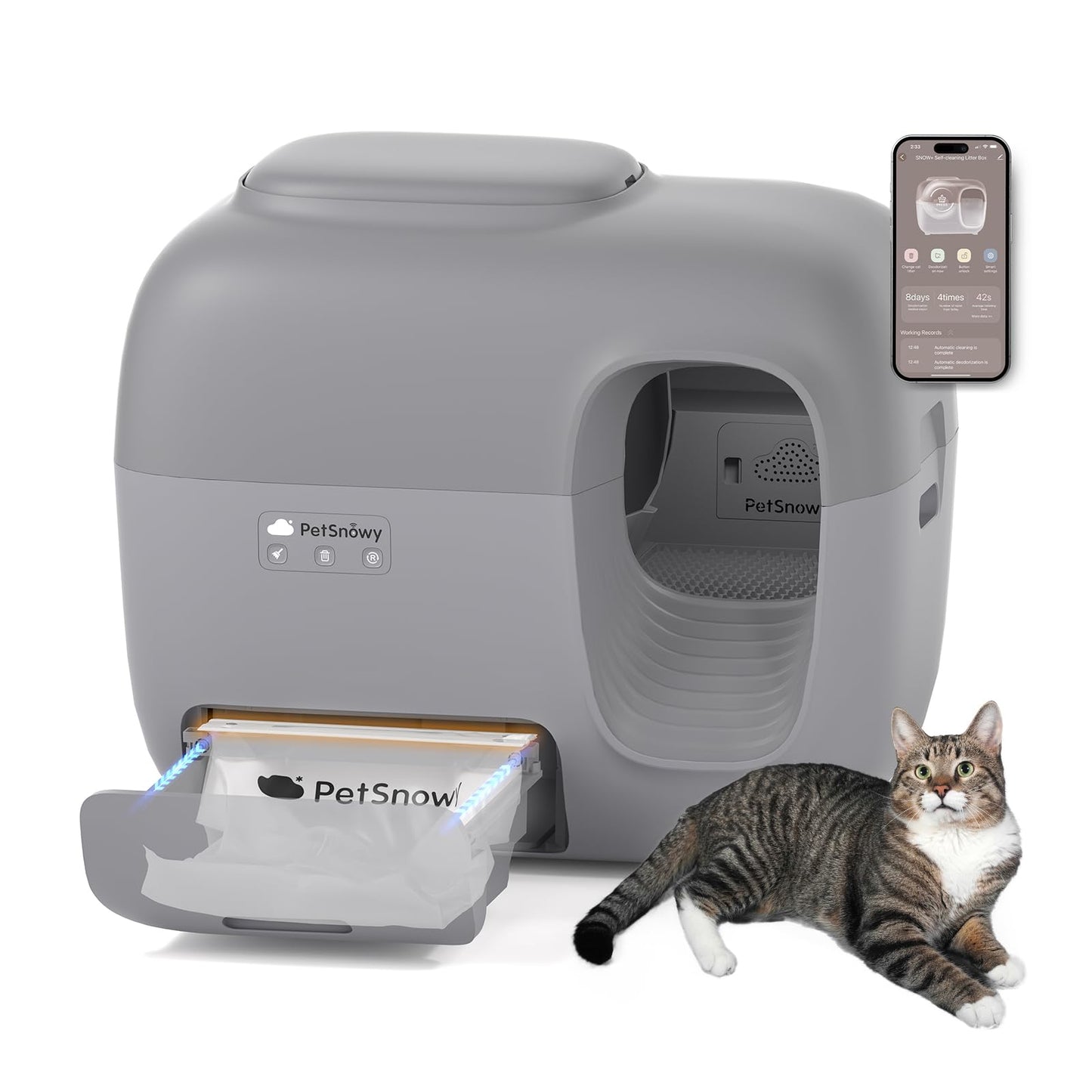 Self-Cleaning Automatic Cat Litter Box – Odor Control TiO2 System & Auto-Packing Robot Litter Box