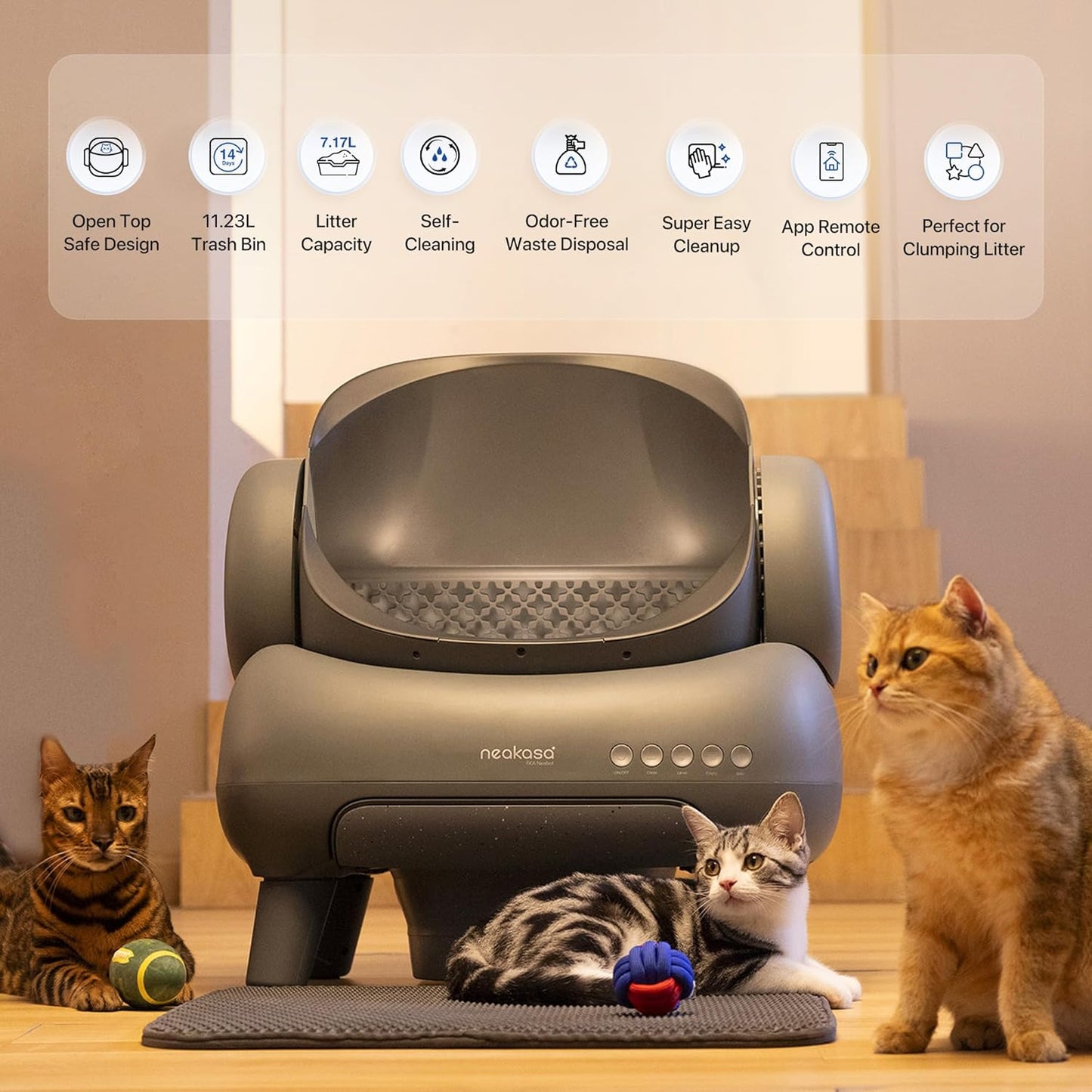 Neakasa M1 Open-Top Automatic Self-Cleaning Cat Litter Box – Hassle-Free & Odor Control